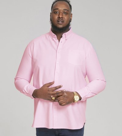 RICHARD-D555 Basic Oxford Long Sleeve Shirt-Pink