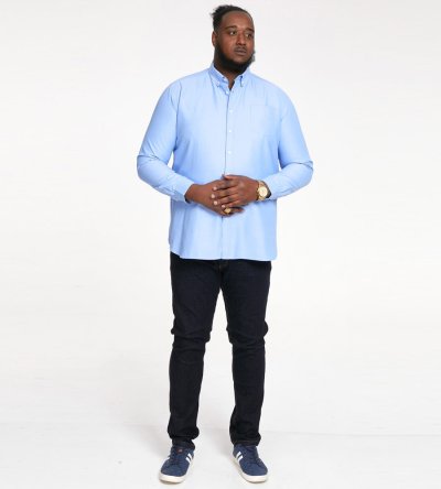 RICHARD-D555 Basic Oxford Long Sleeve Shirt-Blue