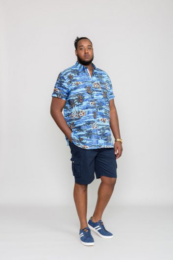 CHARFORD-D555 Hawaiian Reverse Printed S/S Button Down Collar Shirt