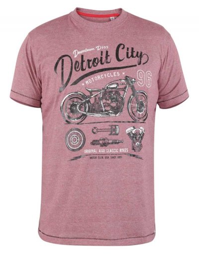 DOWNTON-D555 Detroit City Motorcycle Printed T-Shirt