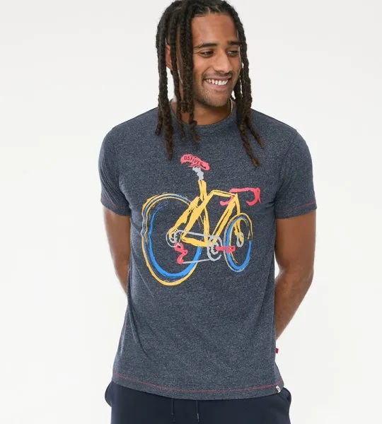 The Duke Clothing Co. GAMSTON D555 Abstract Push Bike Printed Crew Nec