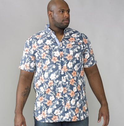 HUXLEY-D555 Short Sleeve Hawaiian Print Shirt