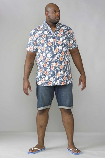 HUXLEY-D555 Short Sleeve Hawaiian Print Shirt