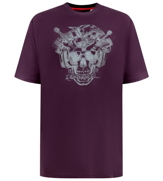 GRIMSBY-D555 Rock 'n' Roll Skull Printed Crew Neck T-shirt-Super Kingsize Assorted Pack D-(9XL-10XL)