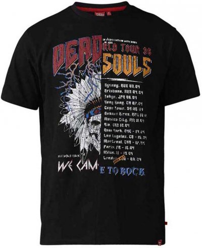 DALEY-D555 Dead Souls Off Set Print Cut And Sew Spliced T-Shirt-Black-3XLT