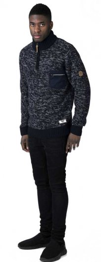 REMINGTON-D555 Zipper Neck Sweater With Woven Zipper Chest Pocket