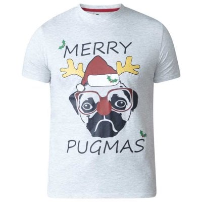 PUG-D555 Christmas Pug T-Shirt Print