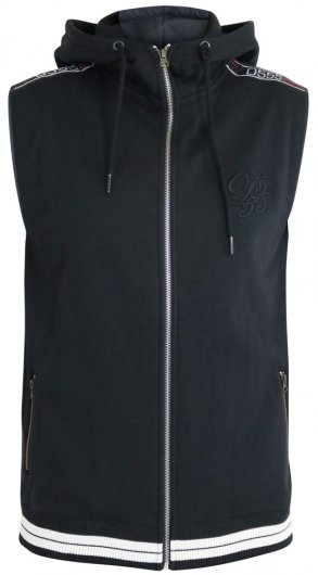 CHEMUNG-1-D555 Couture Sleeveless Hoody With Taping Detail and Embroidery