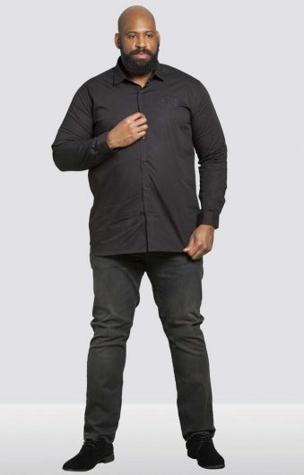 MICHAEL-D555 Couture Long Sleeve Stretch Shirt With Taping On Sleeves