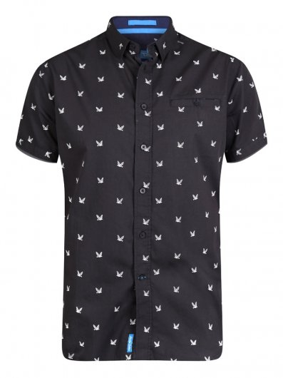 MARLEY-D555 All Over Printed Shirt With Hidden Button Down Collar