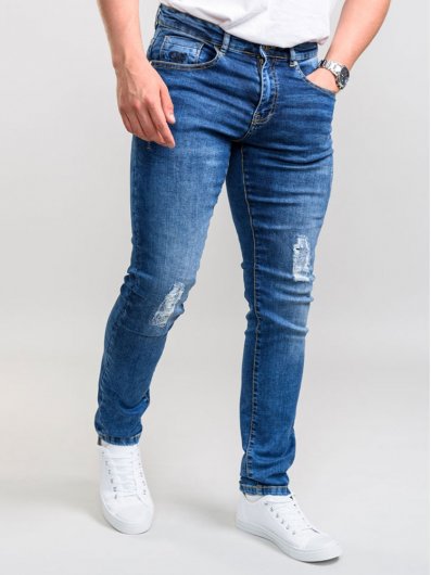 BOXWELL-D555 Couture Jean With Abrasions And Rips