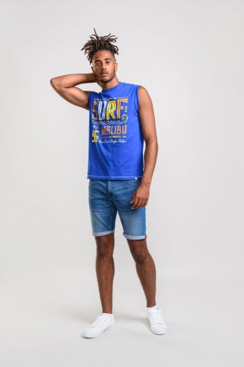 WALLACE 2-D555 Surf Malibu Sleeveless Printed T-Shirt