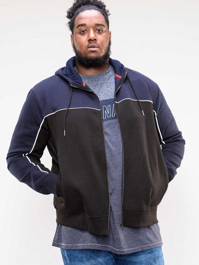 VINCENT-D555 Full Zip Hoody With Chest And Sleeve Piping Detail