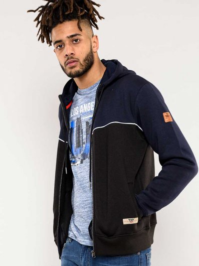 VINCENT-D555 Full Zip Hoody With Chest And Sleeve Piping Detail