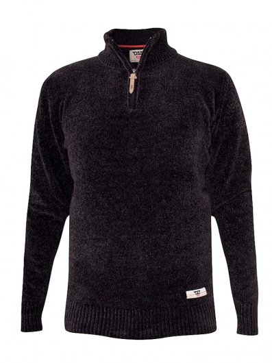 BRANSON-D555 Chenille Knit Funnel Neck Quarter Zip Jumper