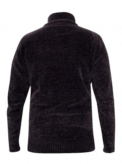 BRANSON-D555 Chenille Knit Funnel Neck Quarter Zip Jumper