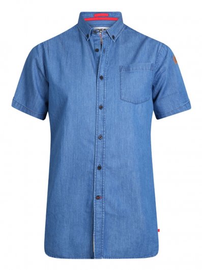 ARNOLD-D555 Denim Short Sleeve Button Down Collar Shirt With Chest Pocket-S-XXL - Regular-DEAL