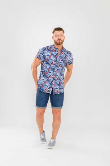 DAVIDSON - D555 Blue Stretch Denim Shorts