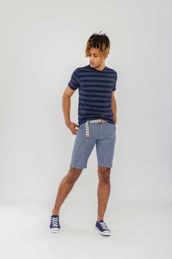 TIGER - D555 Stretch Oxford Chino Shorts With Belt