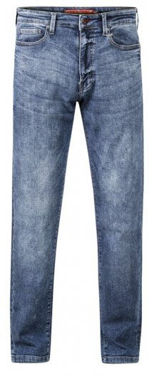 TAURUS - D555 Blue Denim 1959 Fit Stretch Jeans With Sandblasting