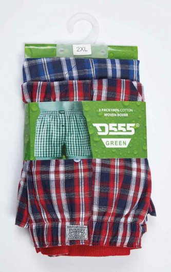 PLAID-D555 Pack of Two Woven Boxer Shorts
