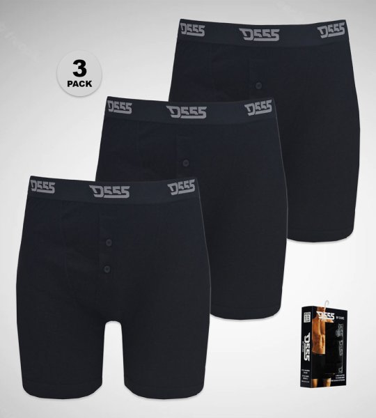 DRIVER 2 - D555 Pack Of Three Cotton Boxer Short-Black