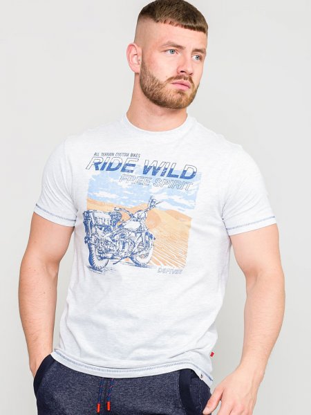 LANGDON-D555 Ride Wild Motorbike Printed T-Shirt