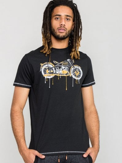 ROCHESTER-D555 Motor Bike With Drip Effect Printed T-Shirt