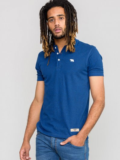 WINCHESTER 2-D555 Blue Twisted Polo With Chest Embroidery