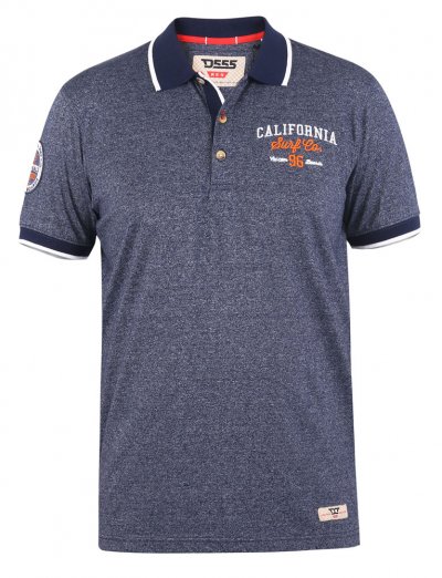 HATFIELD-D555 Navy Twisted Polo With Sleeve Badge & Chest Embroidery