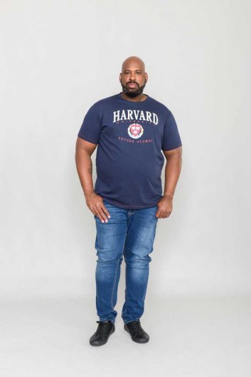 STAPLEFORD-D555 Official Harvard Printed Crew Neck T-Shirt