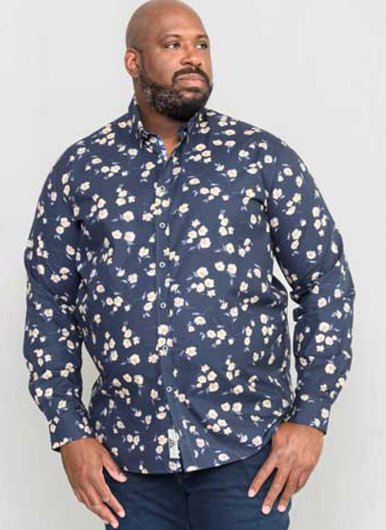 ROOKSEY-D555 L/S AOP Floral Print With Concealed Button Down Collar Shirt