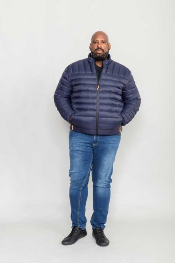 LIMEHOUSE 1-D555 D555 Puffer Jacket With Sleeve Patch